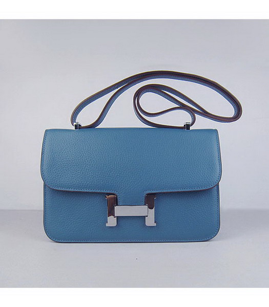 Hermes Constance Togo Leather Bag HSH020 Medium Blue Silver